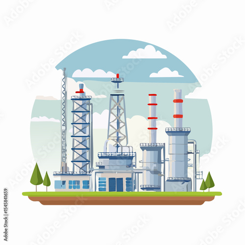 Oil refinery industry under cloudy sky