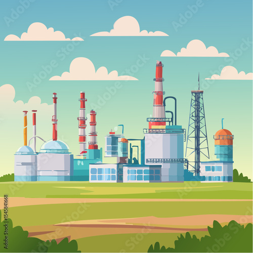 Oil refinery industry under cloudy sky