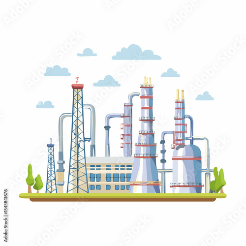 Oil refinery industry under cloudy sky