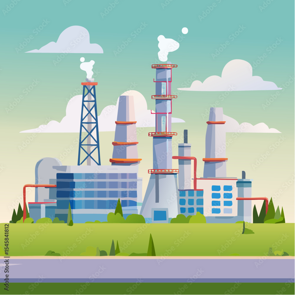 Fototapeta premium Oil refinery industry under cloudy sky