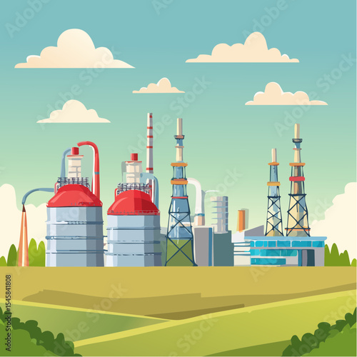 Oil refinery industry under cloudy sky
