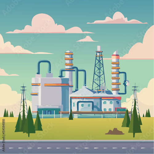 Oil refinery industry under cloudy sky