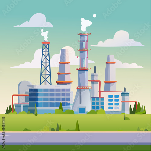 Oil refinery industry under cloudy sky