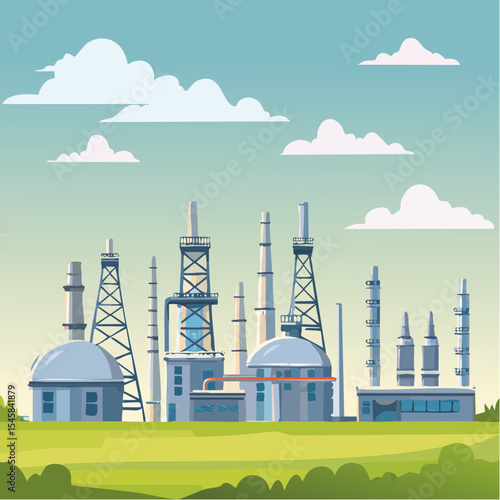 Oil refinery industry under cloudy sky
