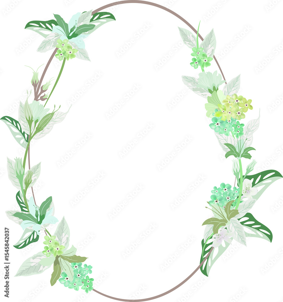 Naklejka premium Decorative floral frame with tiny flower isolated on white background