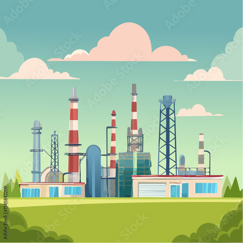 Oil refinery industry under cloudy sky