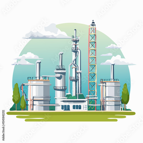 Oil refinery industry under cloudy sky