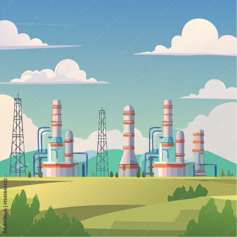 Obraz premium Oil refinery industry under cloudy sky
