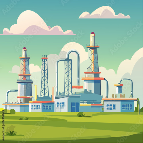 Oil refinery industry under cloudy sky