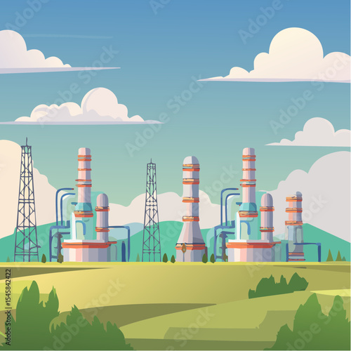 Oil refinery industry under cloudy sky
