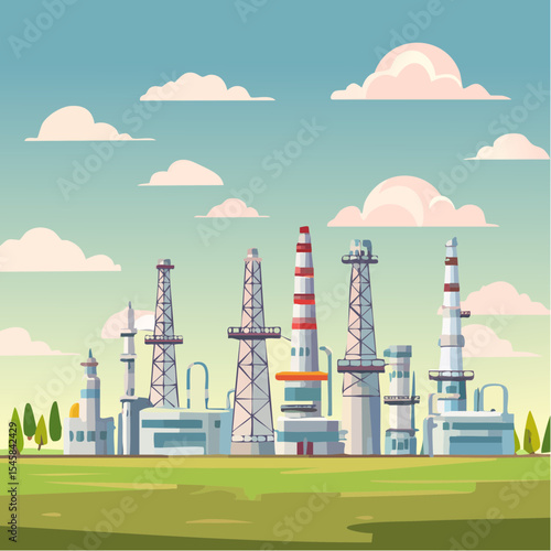 Oil refinery industry under cloudy sky
