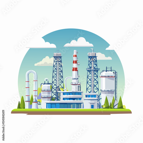 Oil refinery industry under cloudy sky