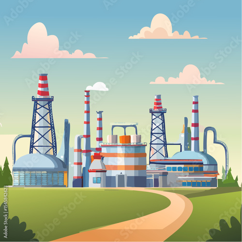 Oil refinery industry under cloudy sky