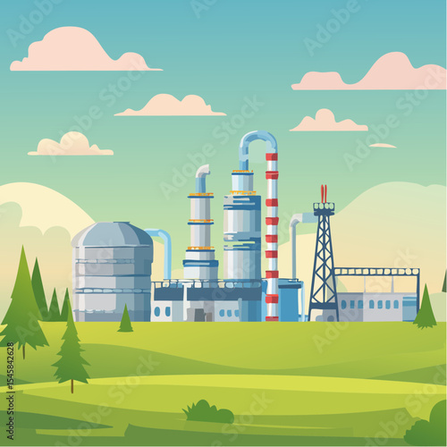 Oil refinery industry under cloudy sky
