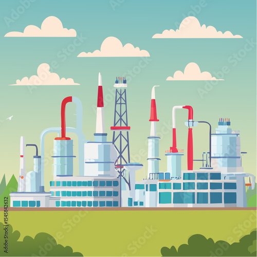 Oil refinery industry under cloudy sky