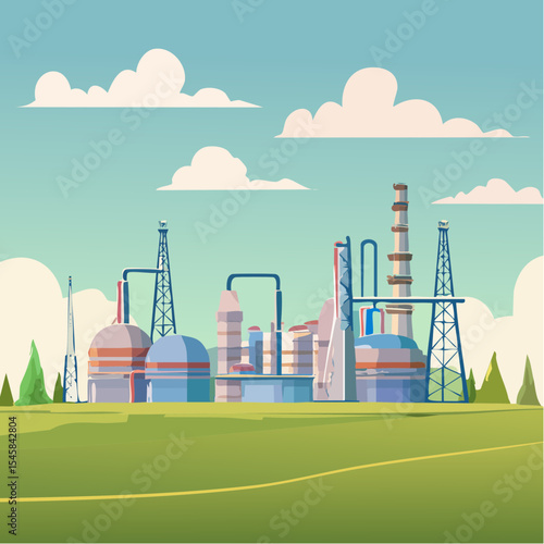 Oil refinery industry under cloudy sky