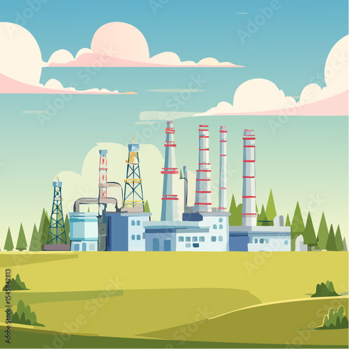 Oil refinery industry under cloudy sky