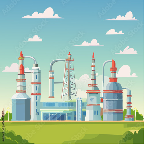 Oil refinery industry under cloudy sky
