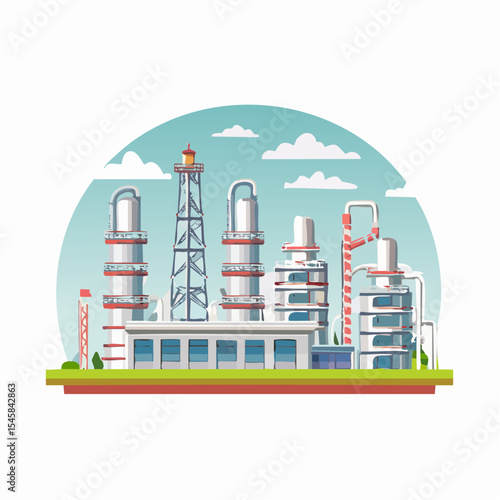 Oil refinery industry under cloudy sky