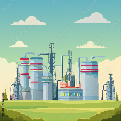 Oil refinery industry under cloudy sky