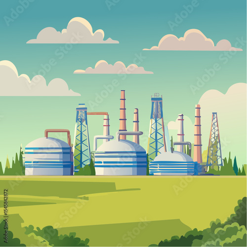 Oil refinery industry under cloudy sky