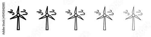 wind mill icon thin outline logo mark set
