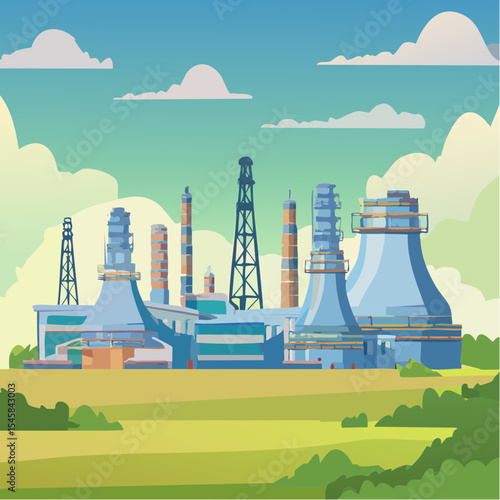 Oil refinery industry under cloudy sky