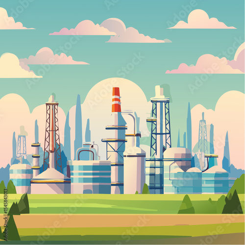 Oil refinery industry under cloudy sky
