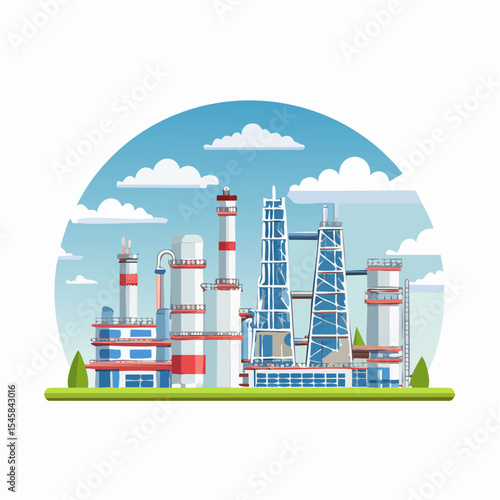 Oil refinery industry under cloudy sky