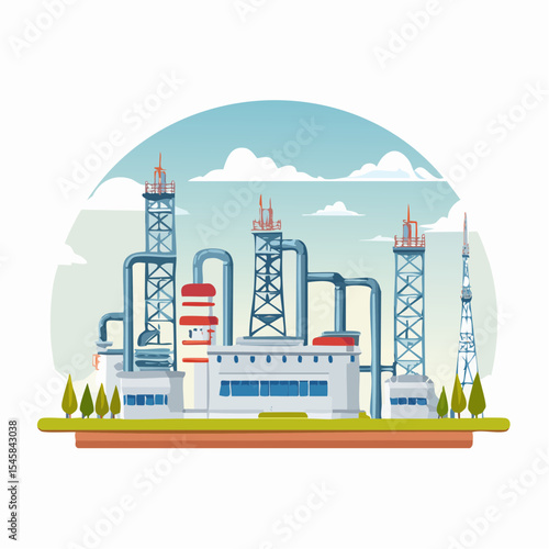 Oil refinery industry under cloudy sky
