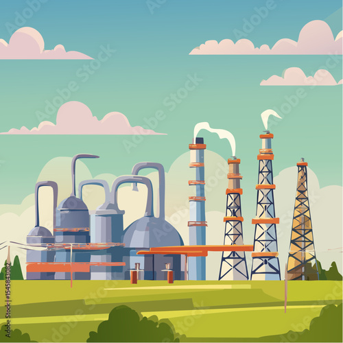 Oil refinery industry under cloudy sky