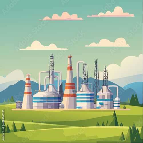 Oil refinery industry under cloudy sky