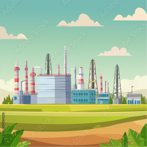 Oil refinery industry under cloudy sky