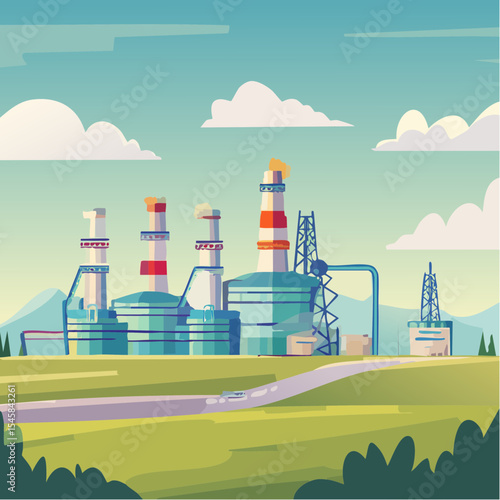 Oil refinery industry under cloudy sky