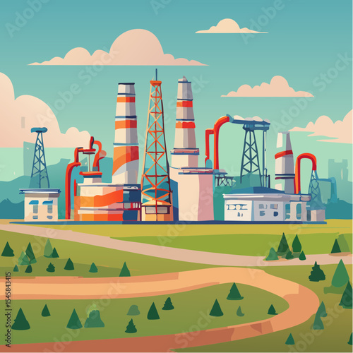 Oil refinery industry under cloudy sky