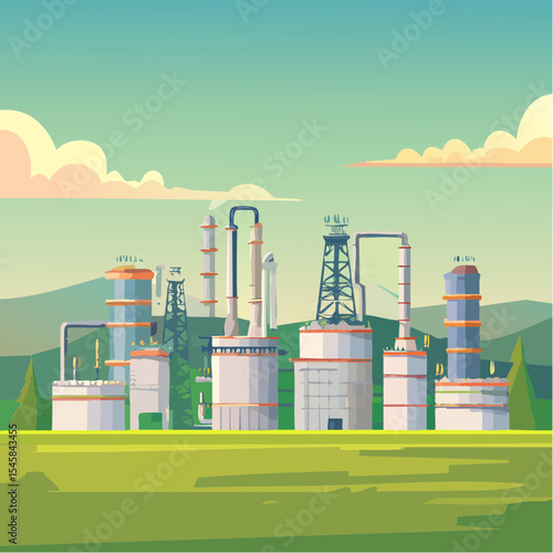 Oil refinery industry under cloudy sky
