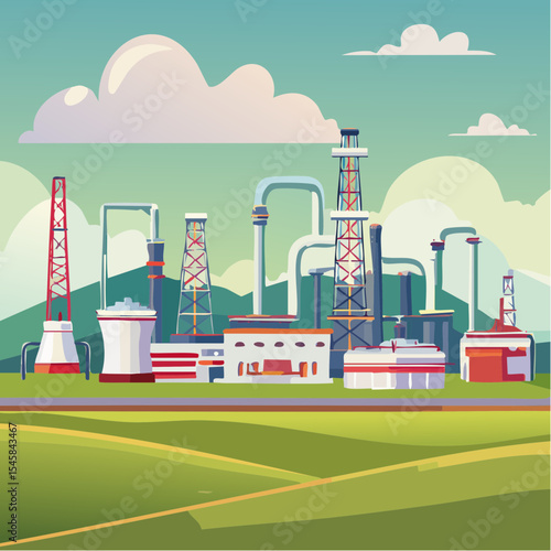 Oil refinery industry under cloudy sky