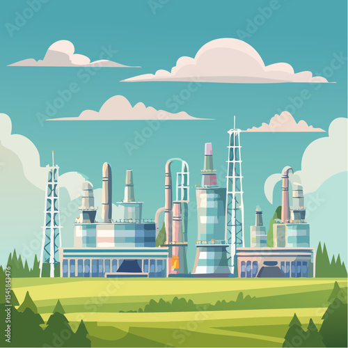 Oil refinery industry under cloudy sky