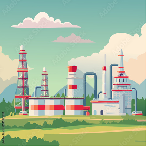 Oil refinery industry under cloudy sky