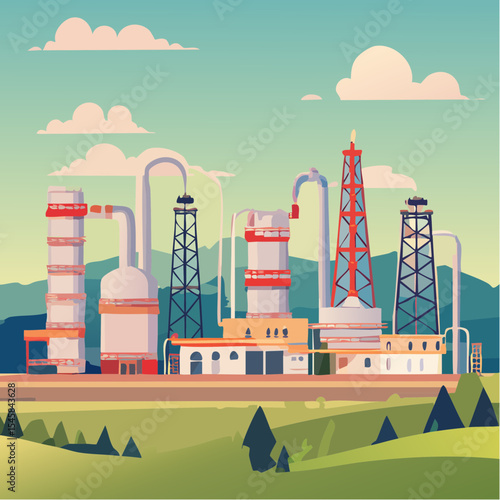 Oil refinery industry under cloudy sky