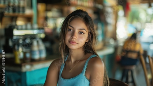 Free Download Latina Hispanic woman Cafe Owner. Barista working in Coffee shop, looking at camera. Startup successful small business owner. Bistro Business. Small and Medium Enterprises concept.  - GFXLoad