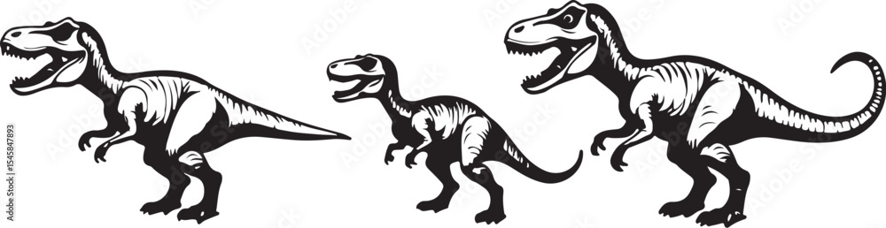T-Rex Dinosaur Silhouette Clipart Set T-Rex Dinosaur Silhouette Clipart Set