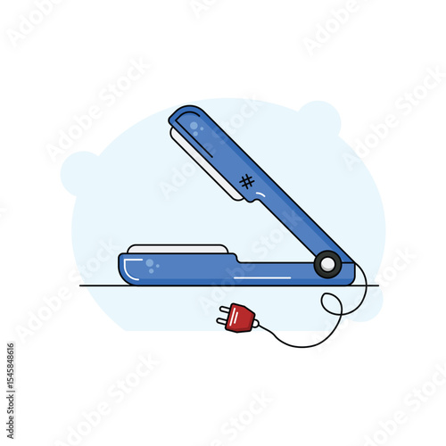 Hair Iron color line with white background vector stock illustration