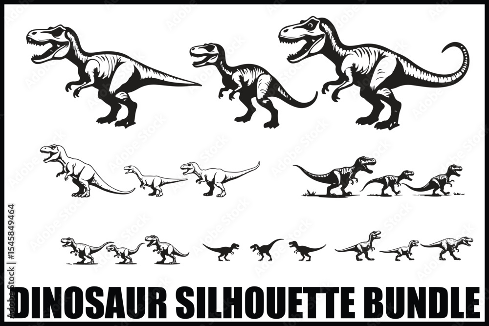 Naklejka premium T-Rex Dinosaur Silhouette Clipart Set