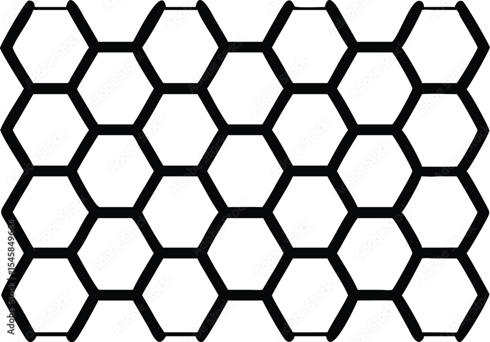 Obraz premium Seamless Hexagonal Grid Pattern – Minimal Black and White Geometric Background