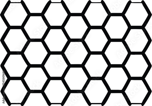 Seamless Hexagonal Grid Pattern – Minimal Black and White Geometric Background