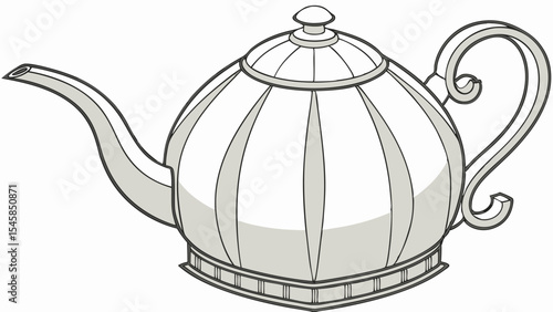 Teapot with Spout and Curved Handle – Vector Illustration