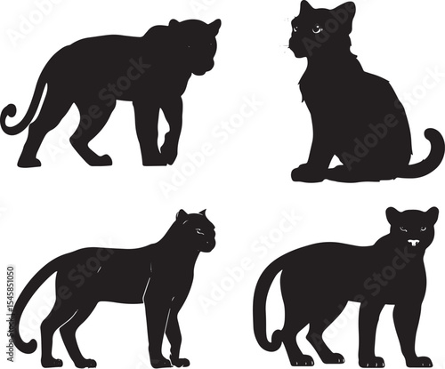 Panther Silhouettes in Motion – Black Big Cat Vector Set
Wild Cat Walking Poses – Black and White Panther Illustration
Majestic Jungle Predator Silhouettes – Panther and Leopard Vectors