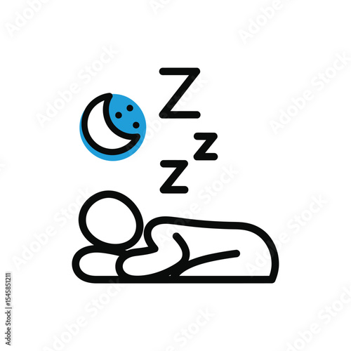Person Sleeping Soundly Under Blue Crescent Moon Zzzs