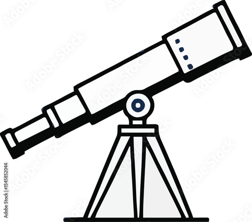 Silhouette of a man using a telescope in black vector illustration style